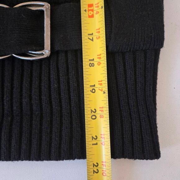 Elena Wang Womens Turtle Neck Bubble Knit Short Sleeve Sweater Black Medium - Picture 8 of 9